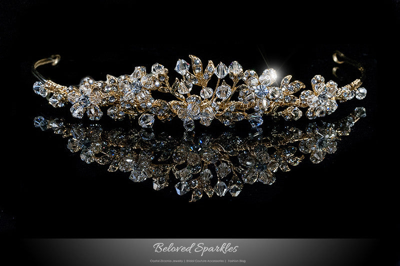 Judith Floral Cluster Gold Tiara | Swarovski Crystal - Beloved Sparkles
- 1